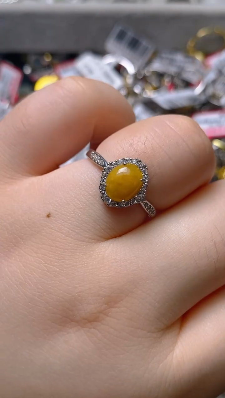 银S925镶嵌戒指翡翠百内无证书