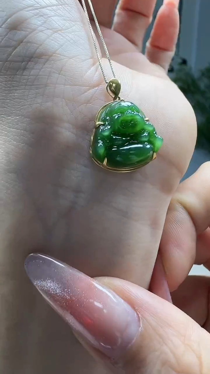 吊坠(不含链)18K金镶嵌和田玉1