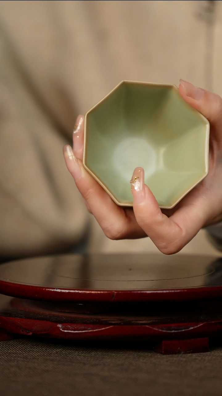 全品 粉青 八方杯 