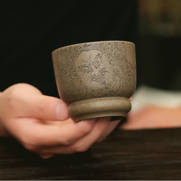 多米 蟹壳青泥紫砂杯150cc