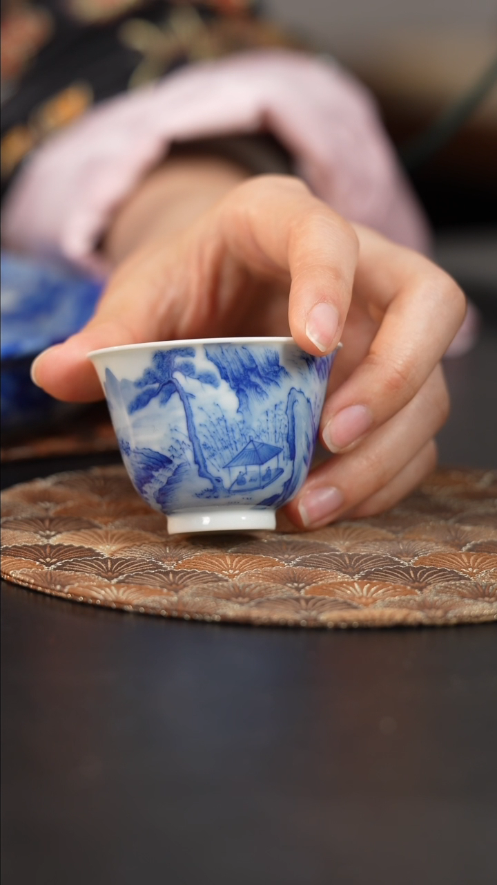 【闪购商品】瓷片看山柴窑青花山水