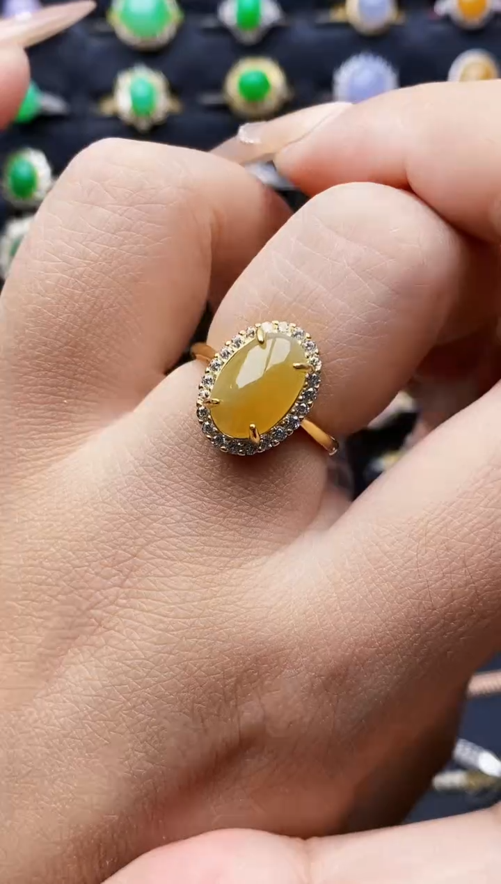 银S925镶嵌戒指翡翠3007