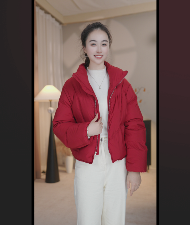 艺立领短款羽绒服女冬季2025新款时尚休闲保暖面包羽绒服厚1067