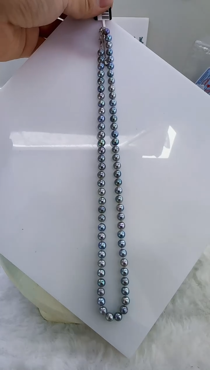 未镶嵌海水珍珠DA海水灰珠串链5-6  y389