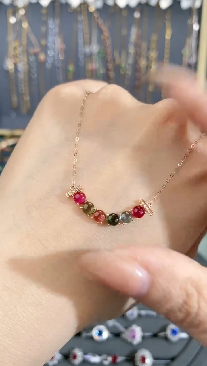 【闪购商品】碧玺颈饰18K金镶嵌项链