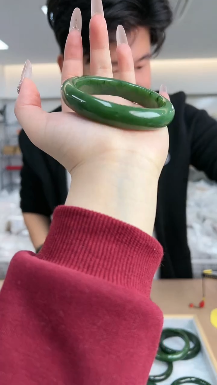 【闪购商品】和田玉碧玉未镶嵌圈口59