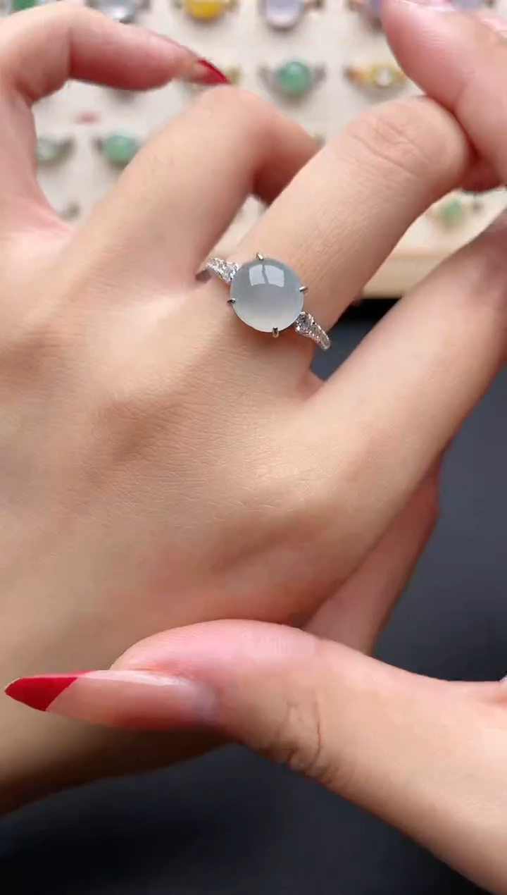 【闪购商品】翡翠戒指银S925镶嵌一物一证一礼盒