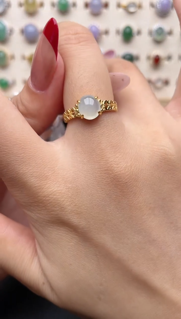 【闪购商品】翡翠戒指银S925镶嵌一物一证一礼盒