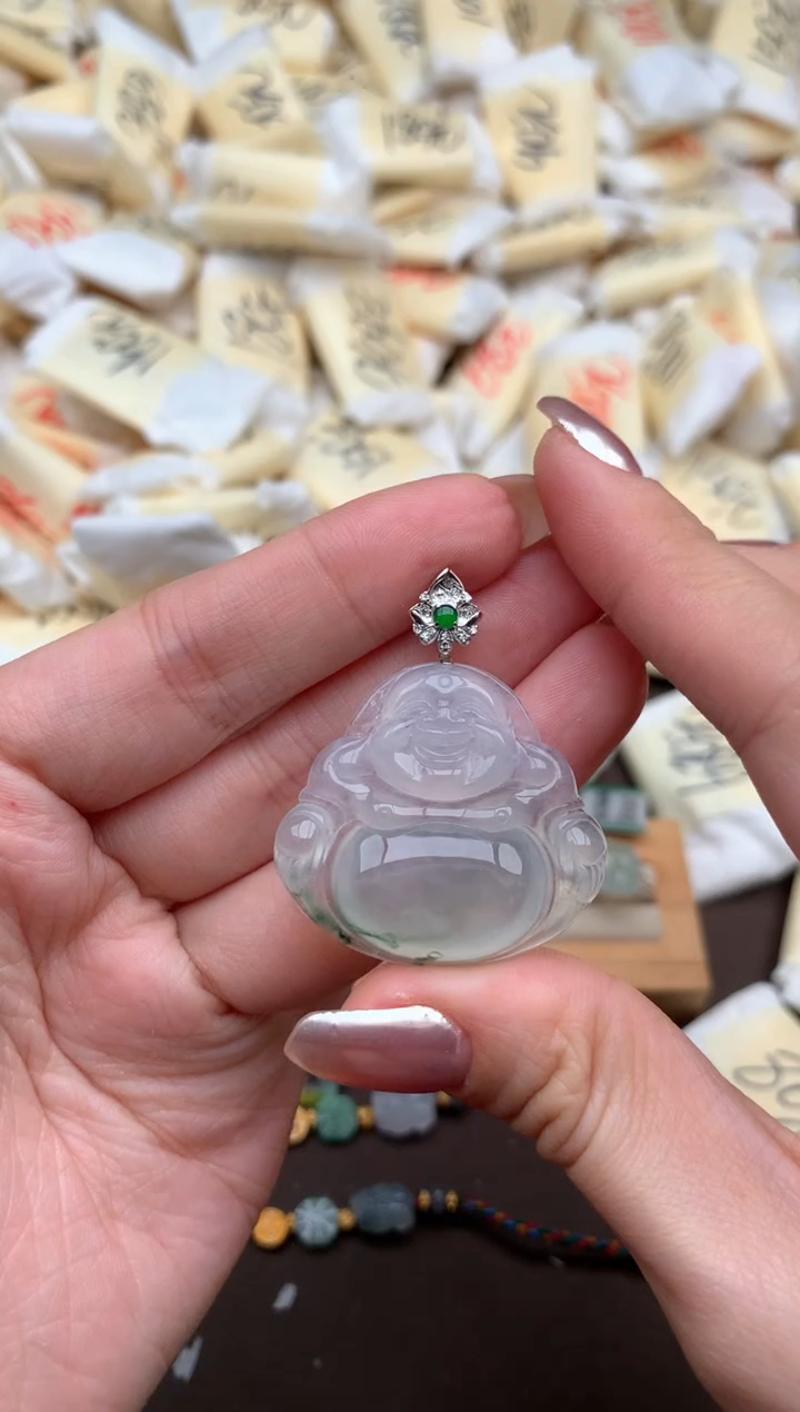 【闪购商品】翡翠挂件18K金镶嵌一