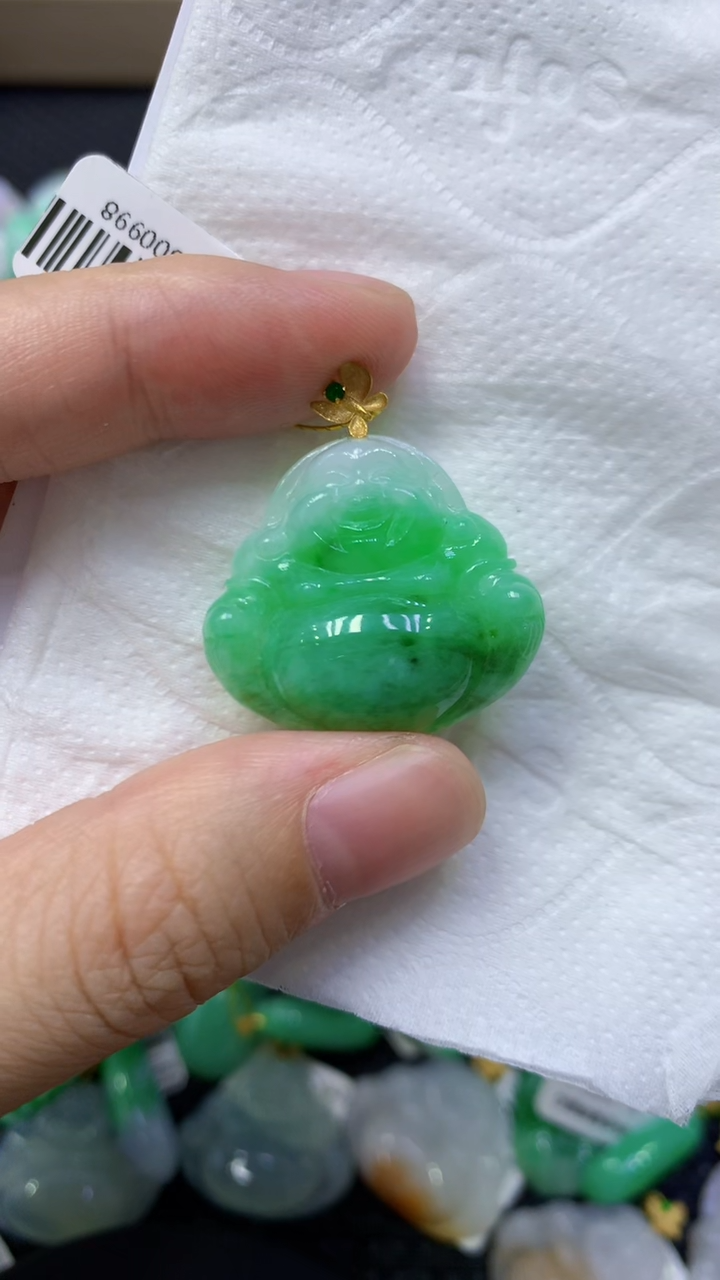 颈饰18K金镶嵌翡翠天然缅甸翡翠A货