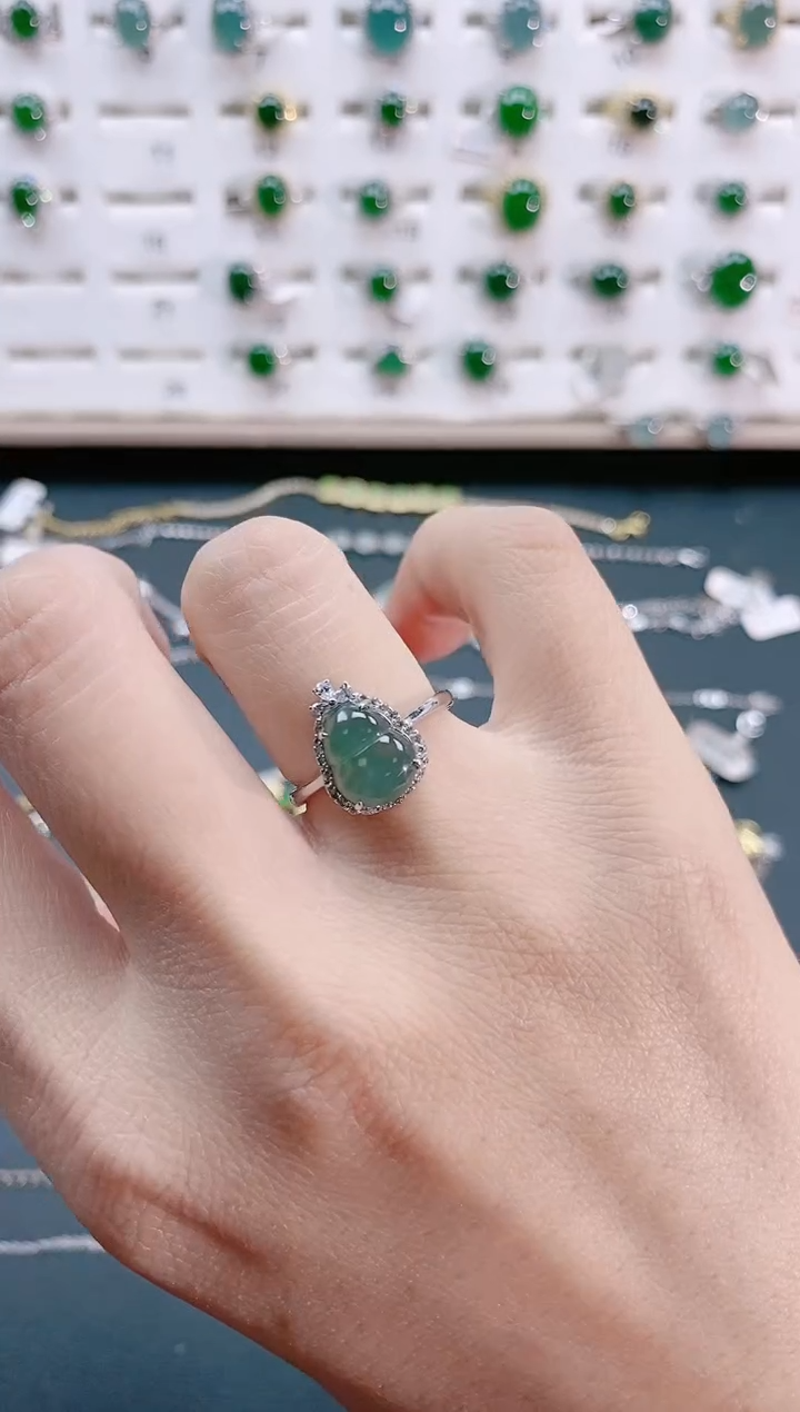 【闪购商品】翡翠戒指银S925镶嵌天然翡翠