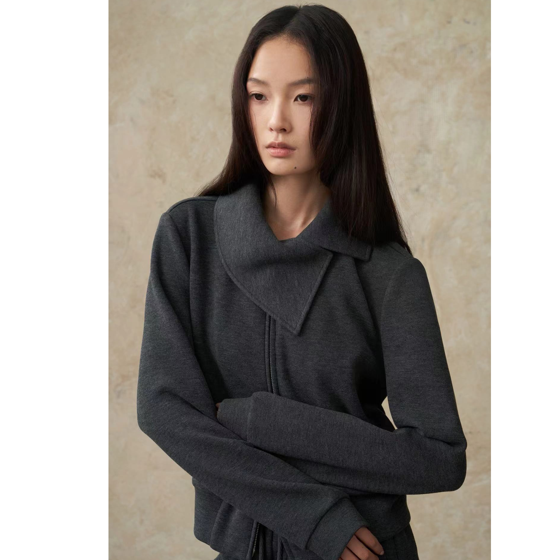 【商场品质】领口不规则设计 双头拉链开衫小外套 MK 9136