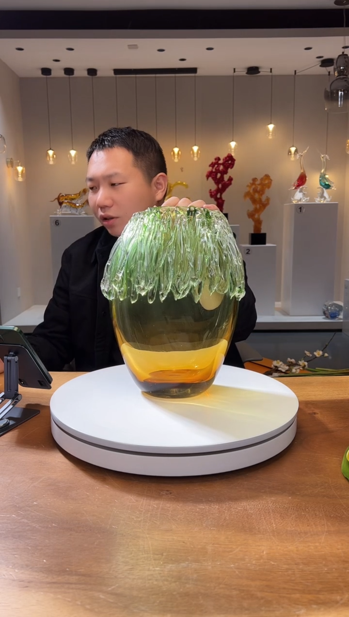 【闪购商品】茶宠祖母绿茶金艺术花器 中号