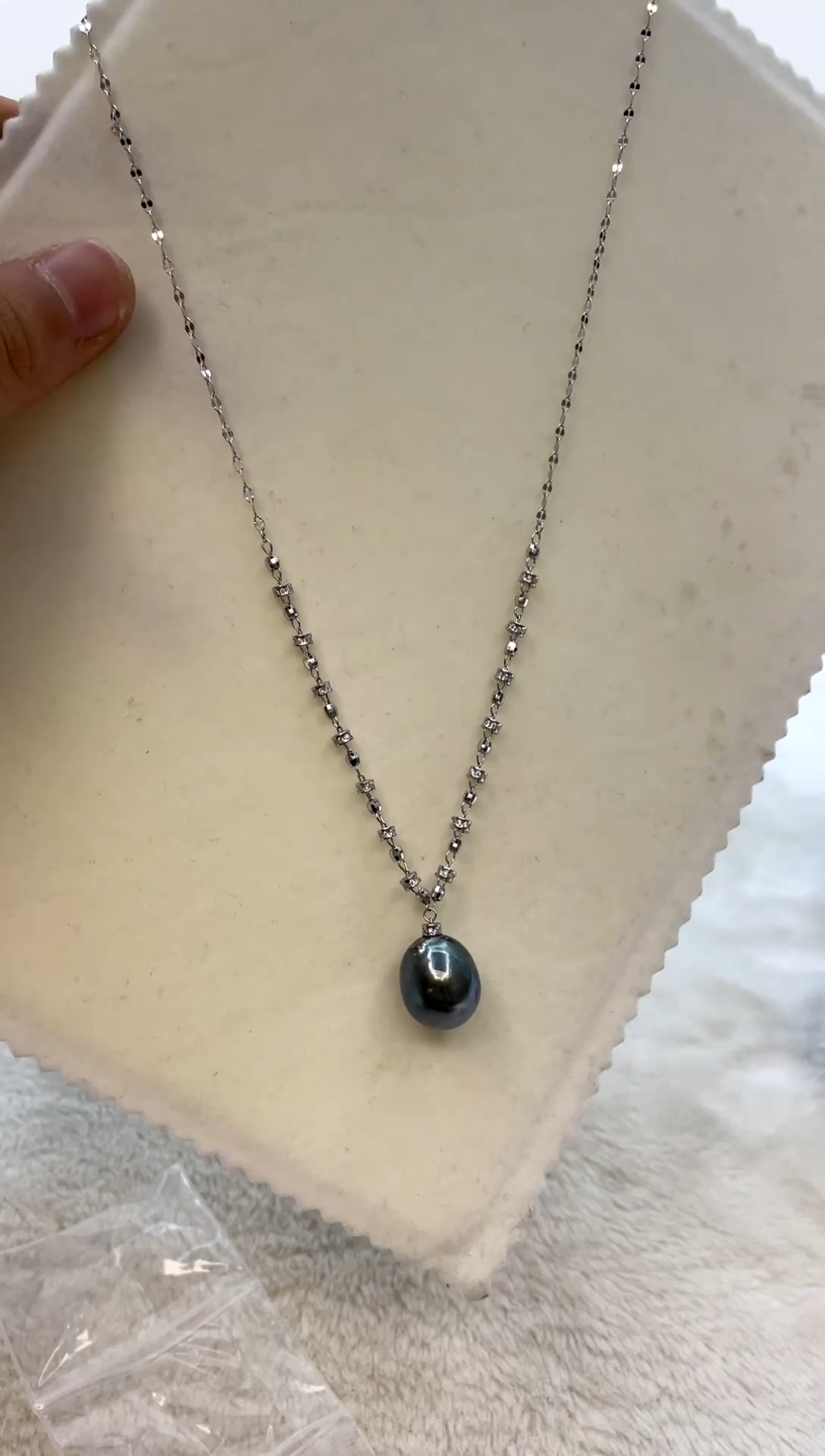 颈饰银S925镶嵌海水珍珠13-14