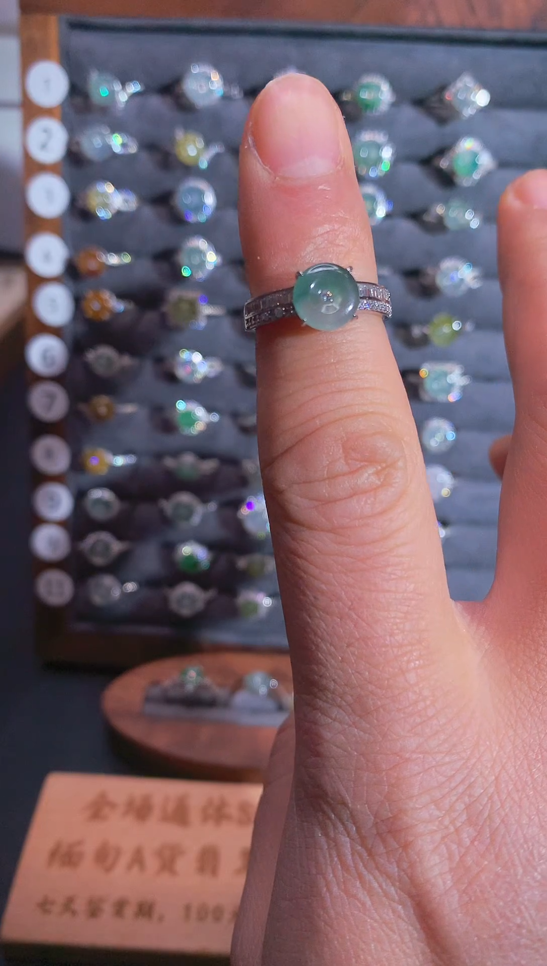 银S925镶嵌戒指翡翠S925银镶翡翠平安扣女饰品