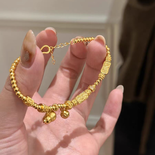 周少福 矿石l金 【纳福葫芦珠】孟加拉赤金北欧金南非饰品DIY