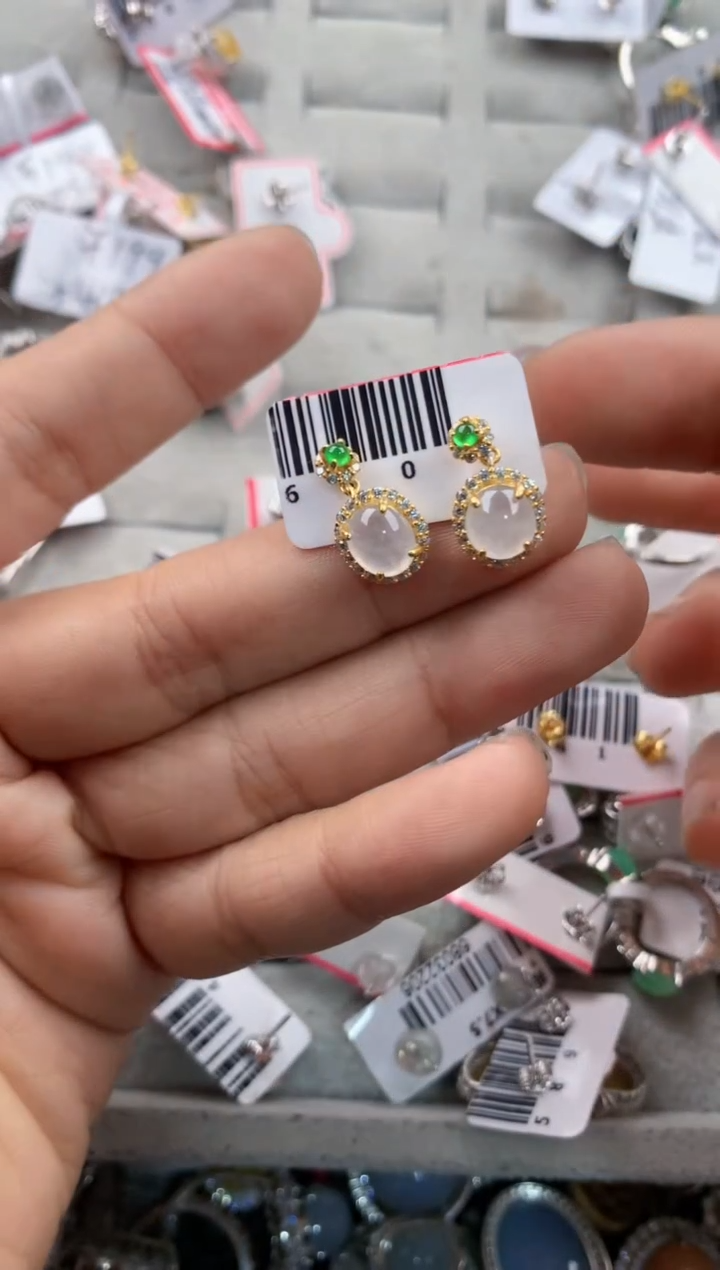 银S925镶嵌戒指翡翠666---3