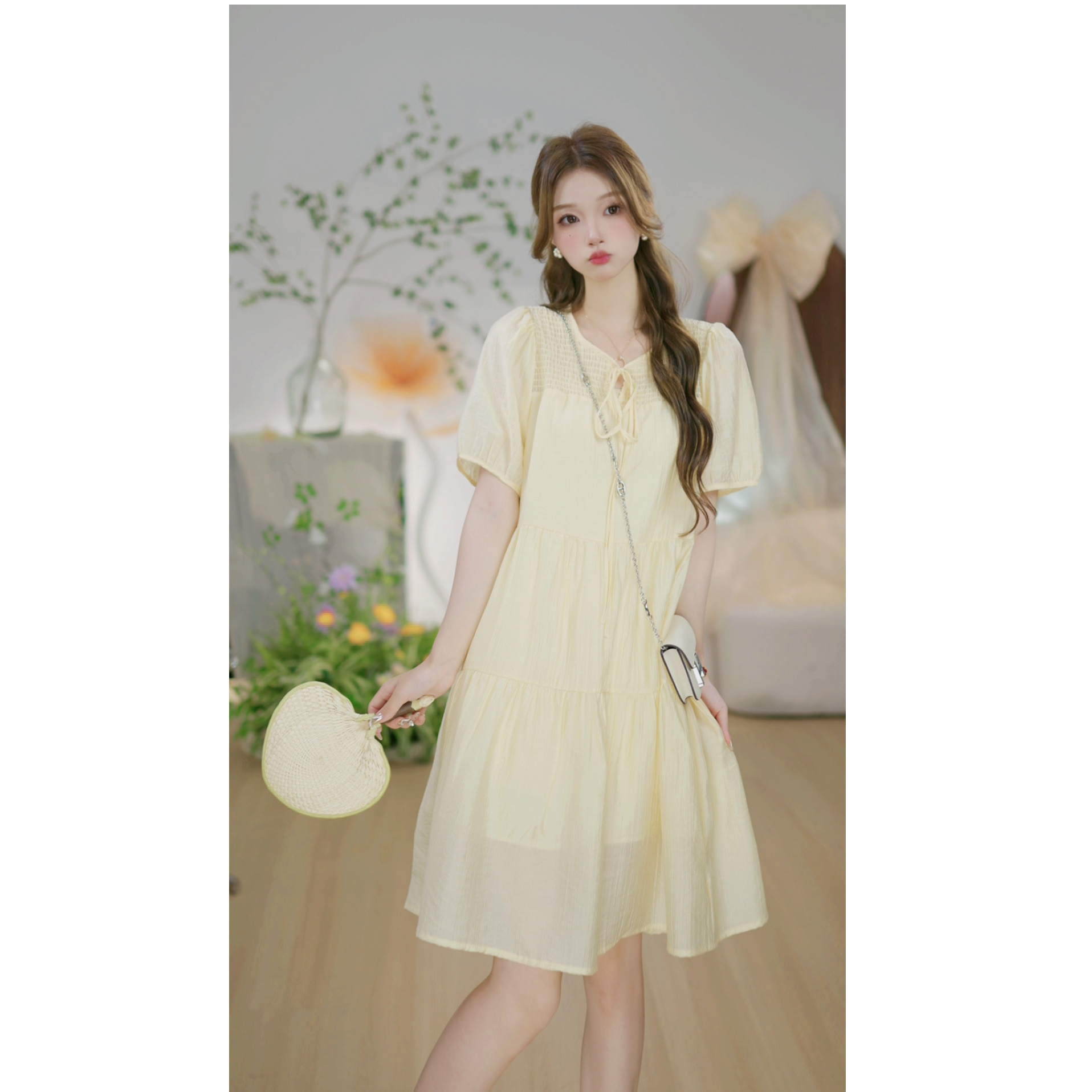 【逆风蓝调X】新款宽松减龄清新中长裙拼接打揽显瘦连衣裙