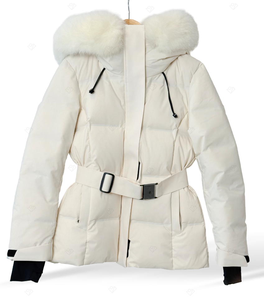 收腰连帽三防90白鹅绒服滑雪服两穿外套女