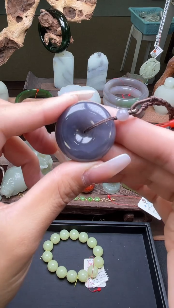 【闪购商品】和田玉吊坠未镶嵌青海烟紫 平安扣9003350