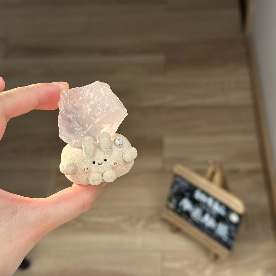 水晶小豆丁可爱粉水兔兔