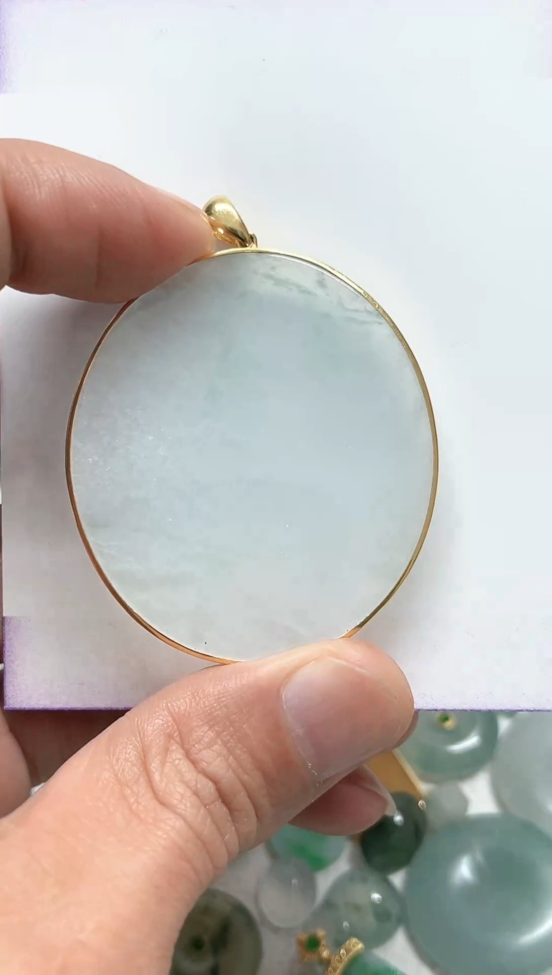 【闪购商品】翡翠颈饰18K金镶嵌天然缅甸A货翡翠吊坠