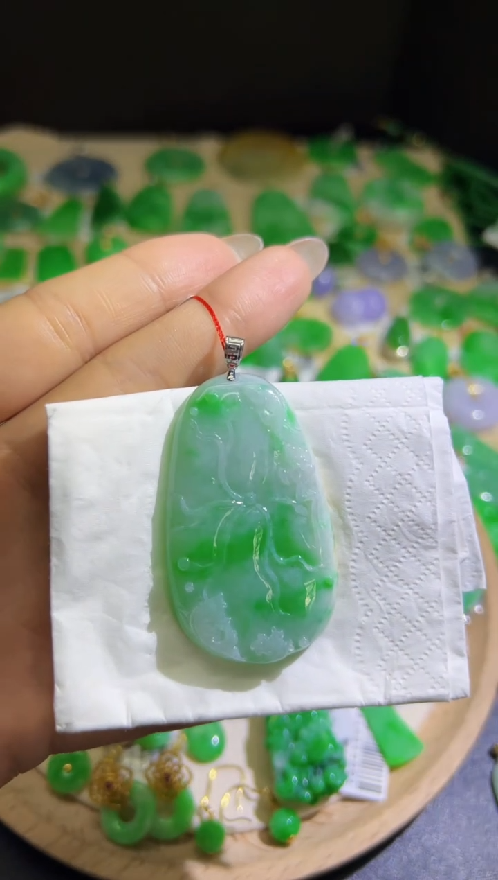 【闪购商品】翡翠颈饰18K金镶嵌Q缅料A货翡翠/支持复检/一件