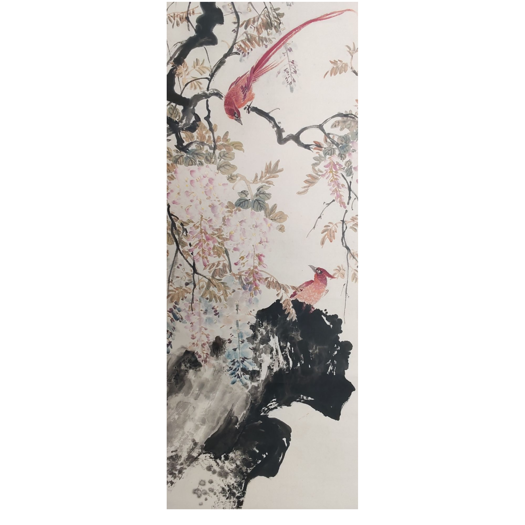 LOT.4 《花鸟》92*38cm 纸本设色立轴