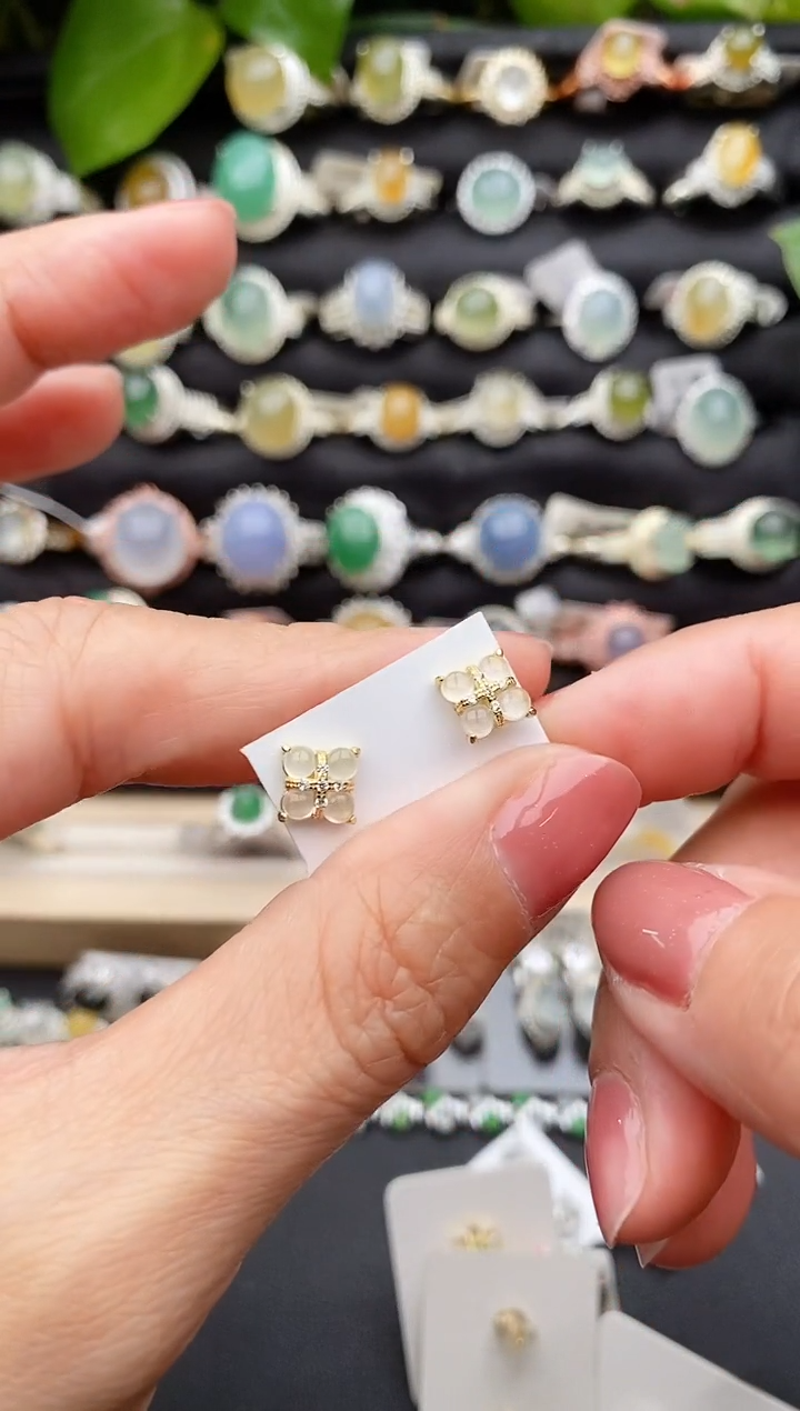 【闪购商品】翡翠戒指银S925镶嵌缅甸天然A货翡翠77