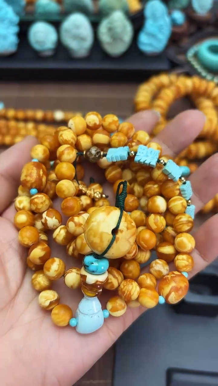 【闪购商品】琥珀颈饰未镶嵌8mm108项链