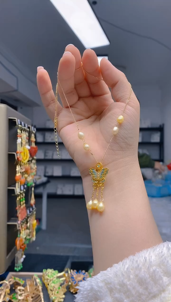 【闪购商品】淡水珍珠耳饰合金257珍珠锁骨链