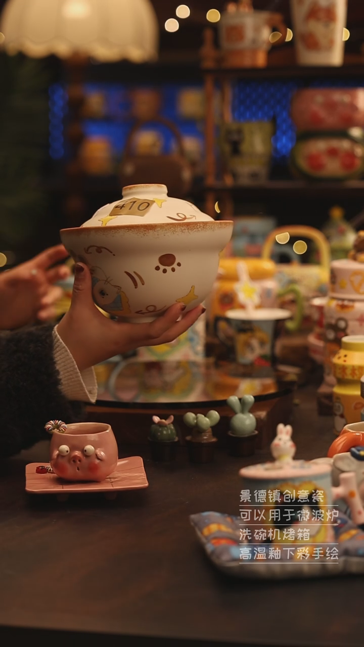 陶瓷景德镇可爱陶瓷釉下彩绘设计师款