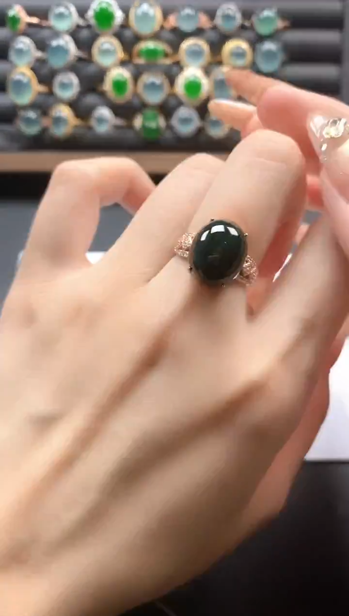 银S925镶嵌戒指翡翠51511