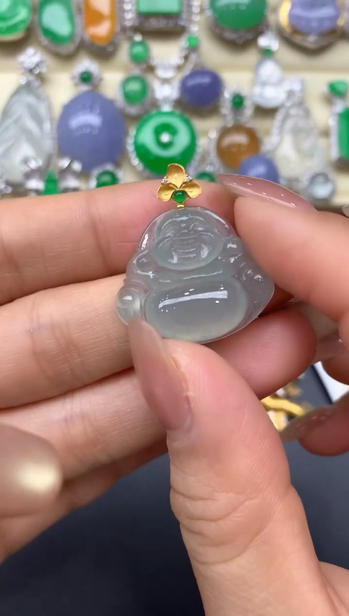 颈饰18K金镶嵌翡翠203-中国好珍宝