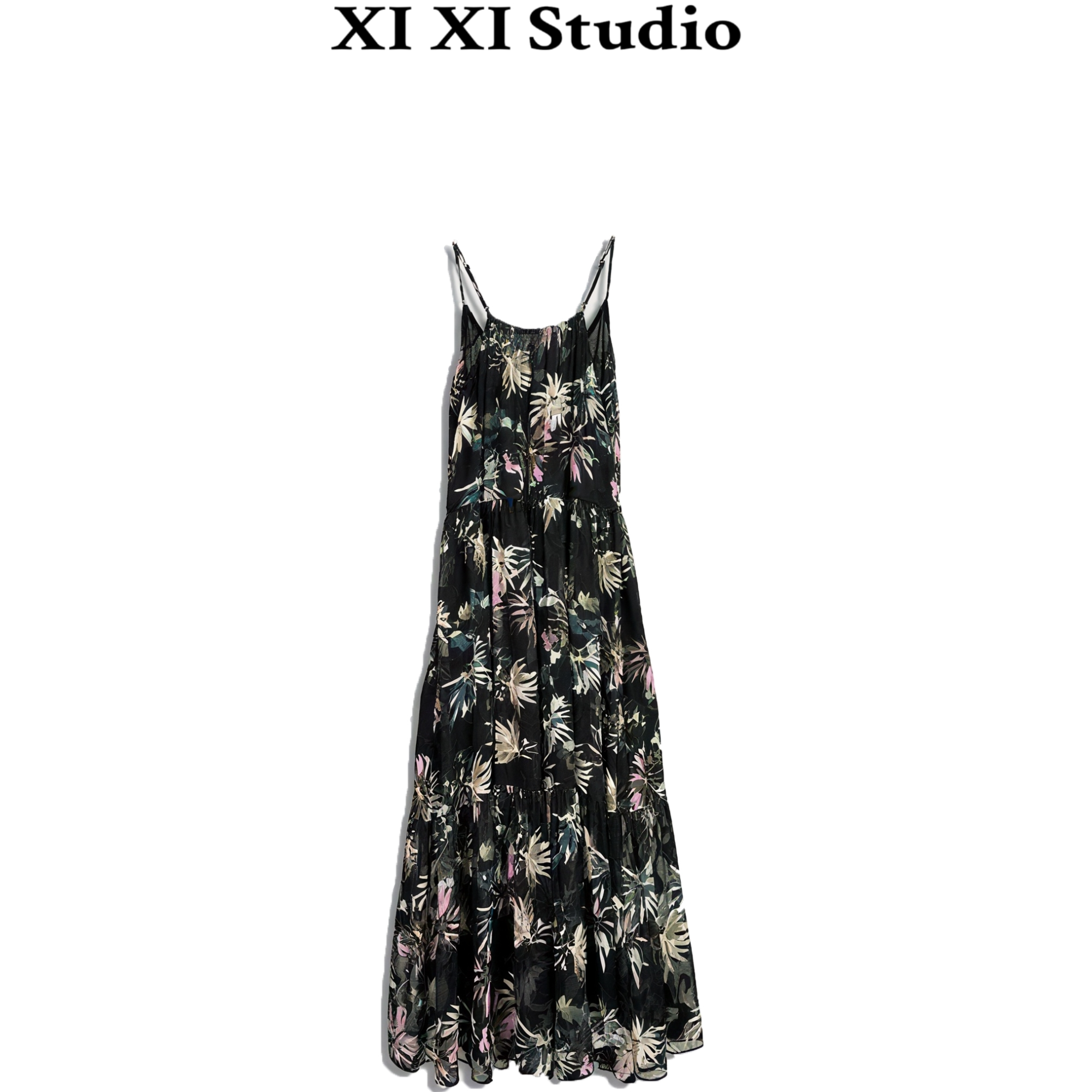 【墨染乌莲】设计师高定设计碎花连衣裙气质显瘦度假出游吊带裙