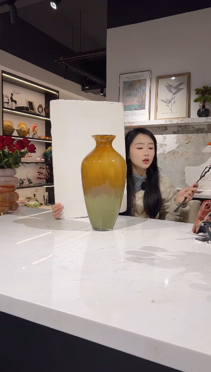 【闪购商品】琉璃高款撞色收口花瓶