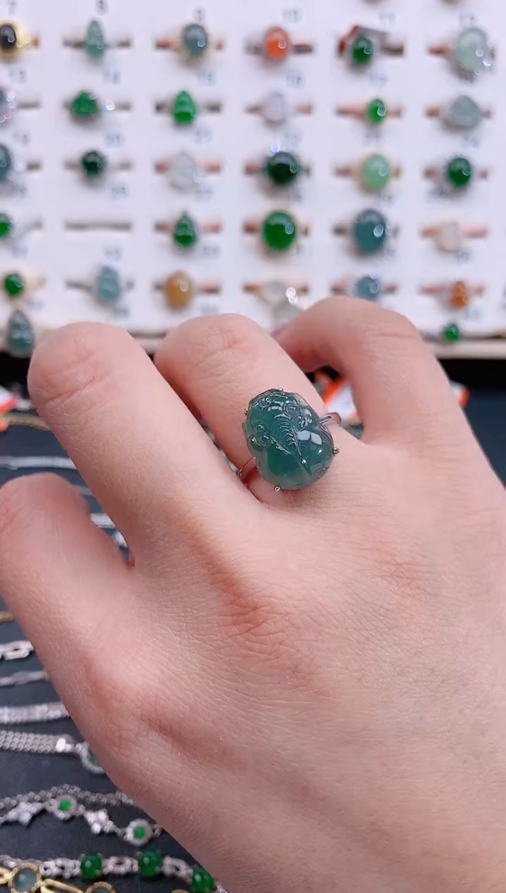 银S925镶嵌戒指翡翠天然翡翠