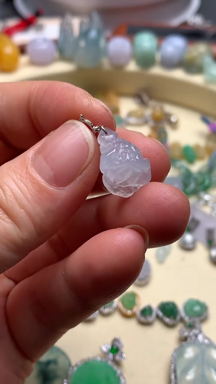 【闪购商品】翡翠颈饰银S925镶嵌翡翠镶嵌白菜