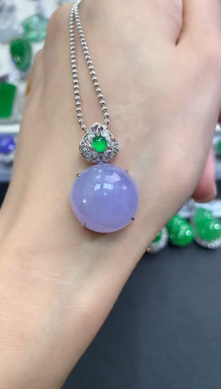 【闪购商品】翡翠吊坠(不含链)18K金镶嵌w29 紫货有色差