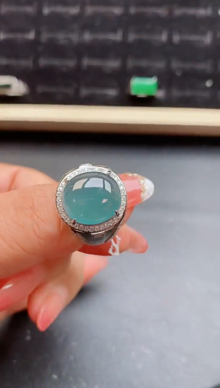 【闪购商品】翡翠戒指银S925镶嵌5085