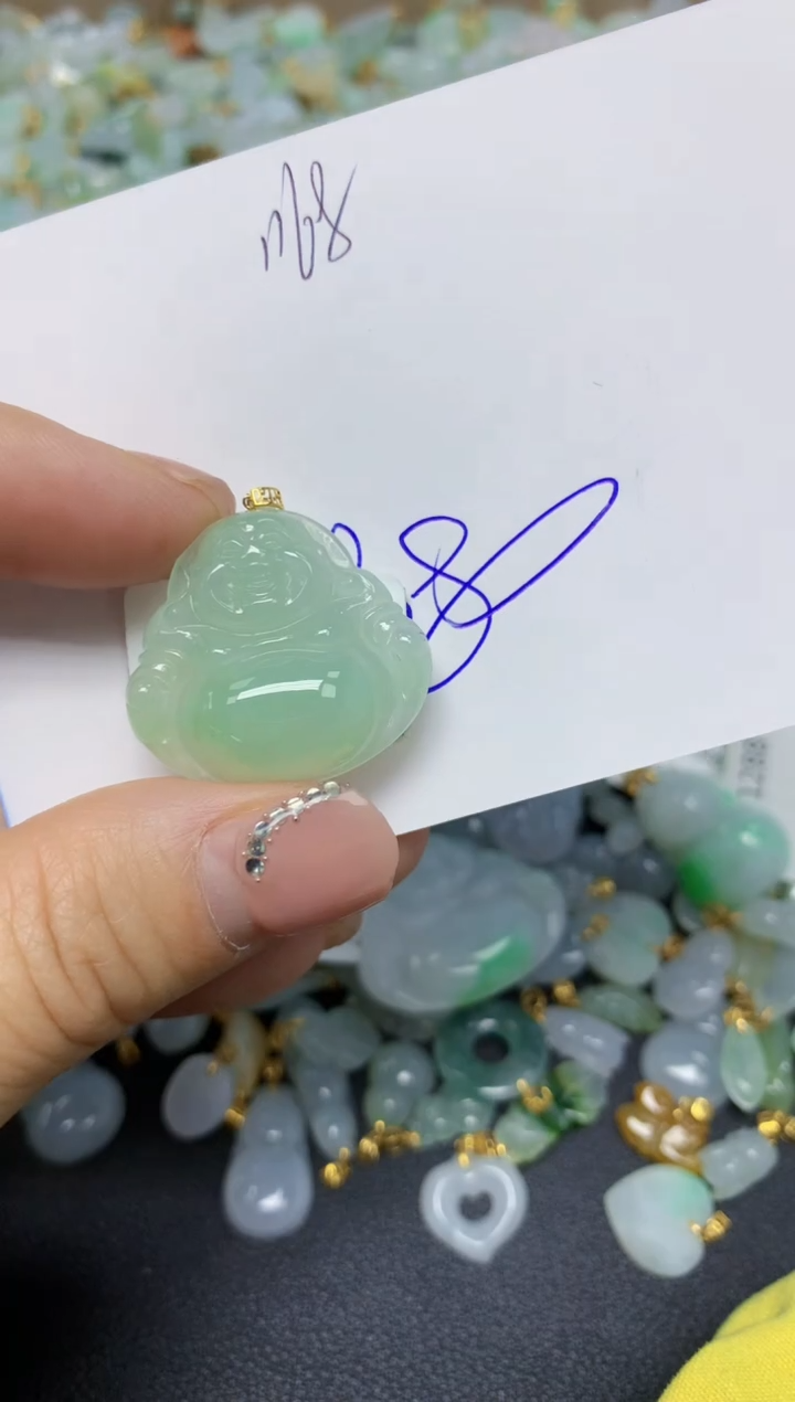 【闪购商品】翡翠挂件18K金镶嵌 天然翡翠A货