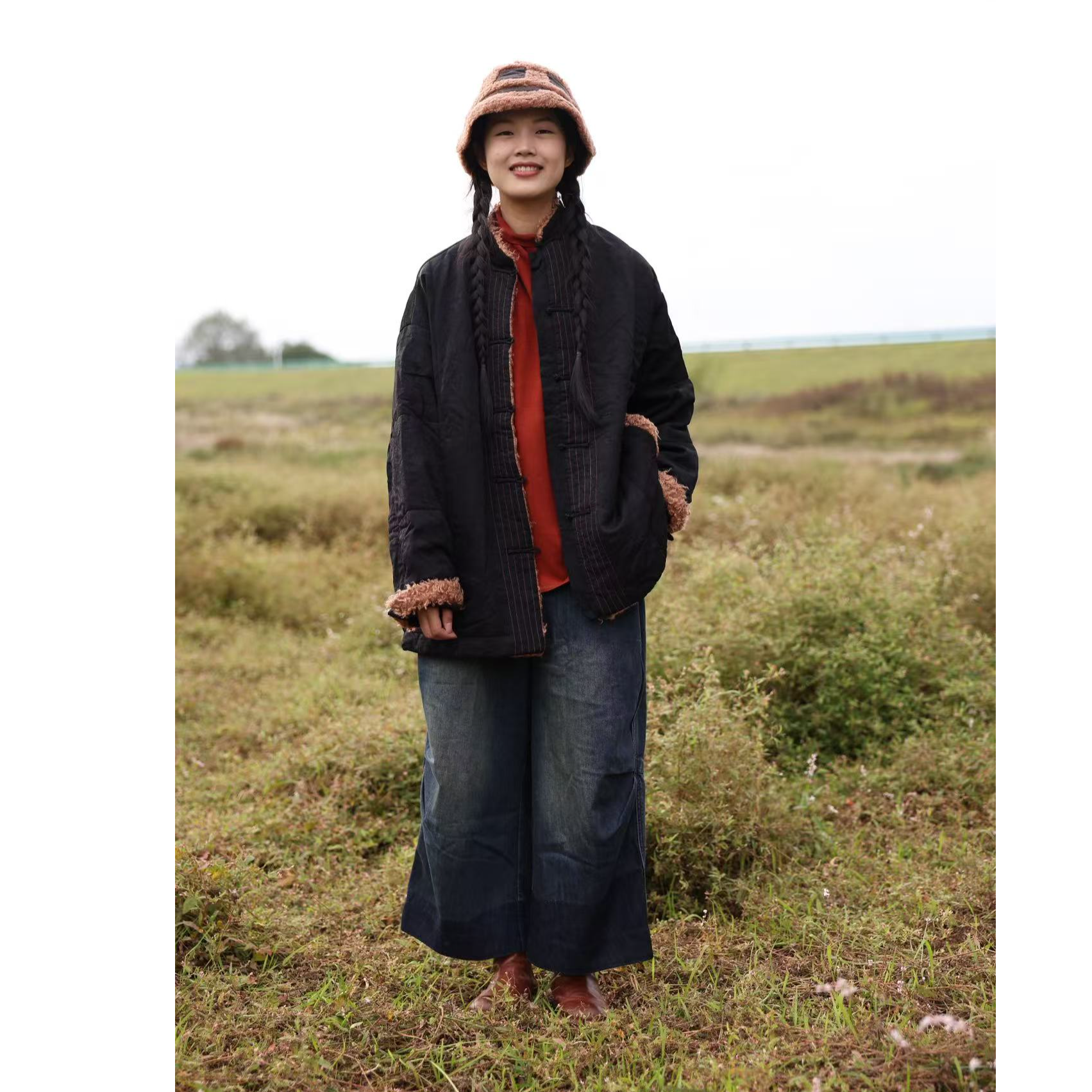 西子分享 351062 荼 系列 中长款 中式盘扣 【棉衣】