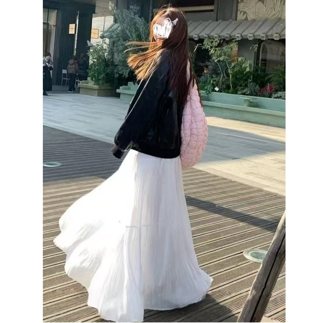 8068-秋季新款微胖显瘦女装半身裙气质高腰温柔风