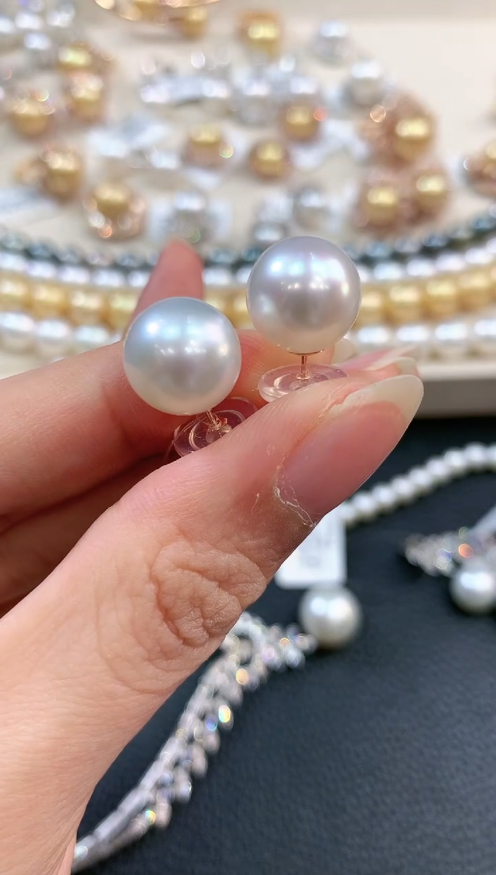 【闪购商品】海水珍珠耳饰18K金镶嵌m12  多样性一件发货