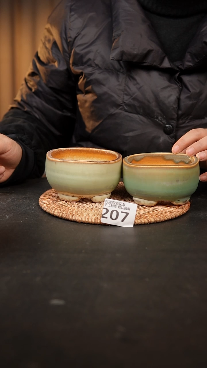 【闪购商品】瓷片207泥泥手工花盆口8高6