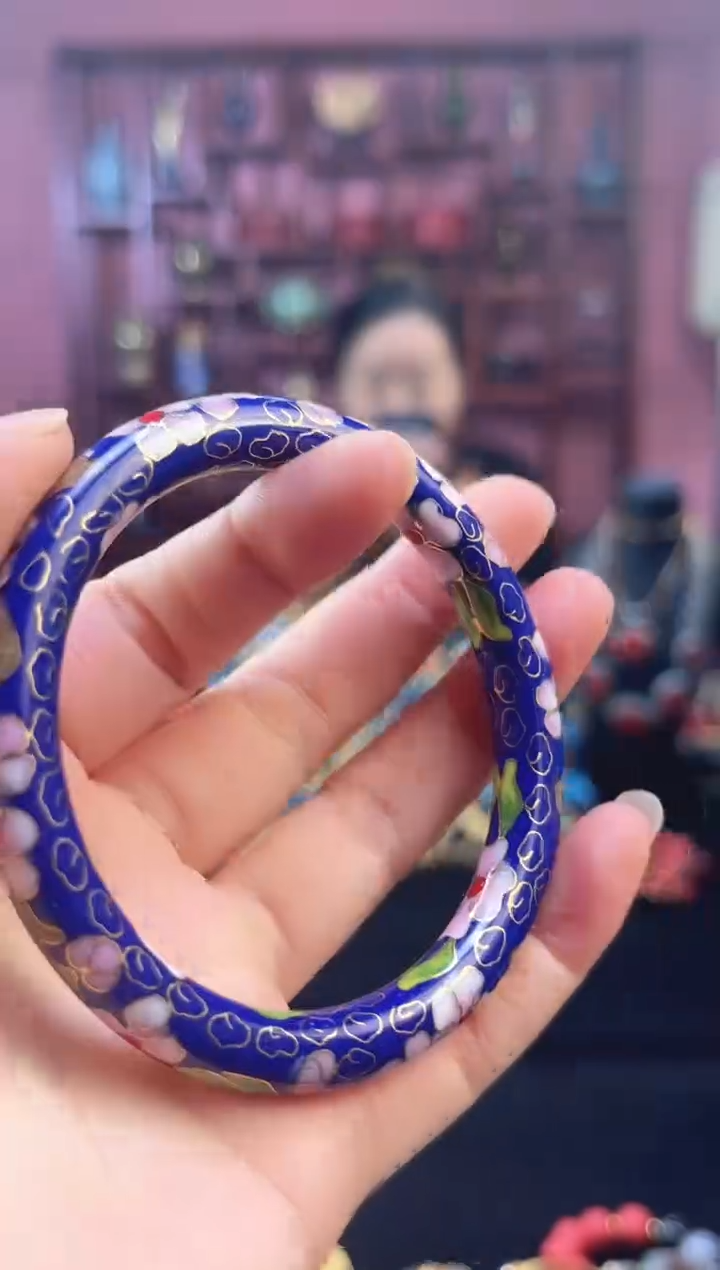 非遗 景泰蓝公主镯 55-60/细版 宝蓝