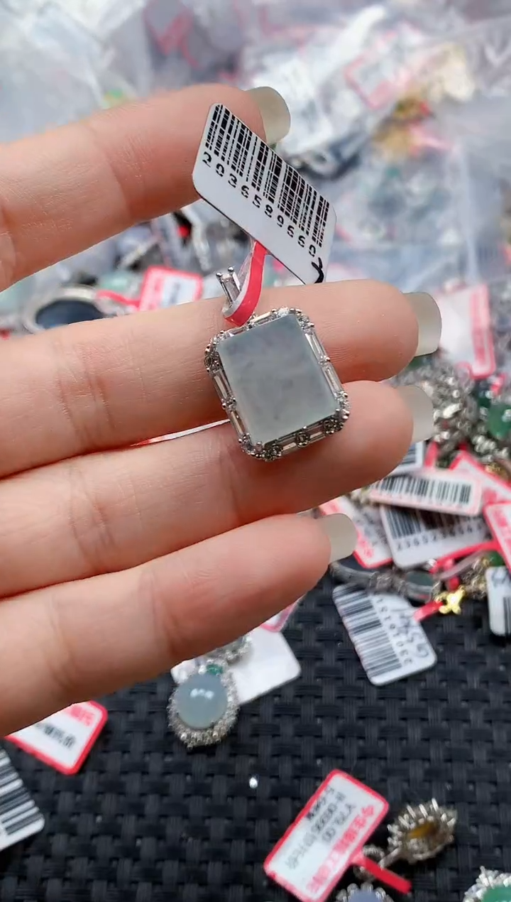 银S925镶嵌戒指翡翠天然A货缅甸翡翠