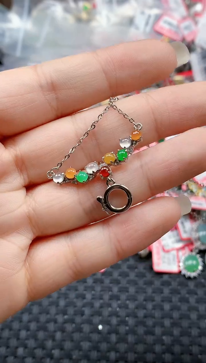 银S925镶嵌戒指翡翠天然A货缅甸翡翠