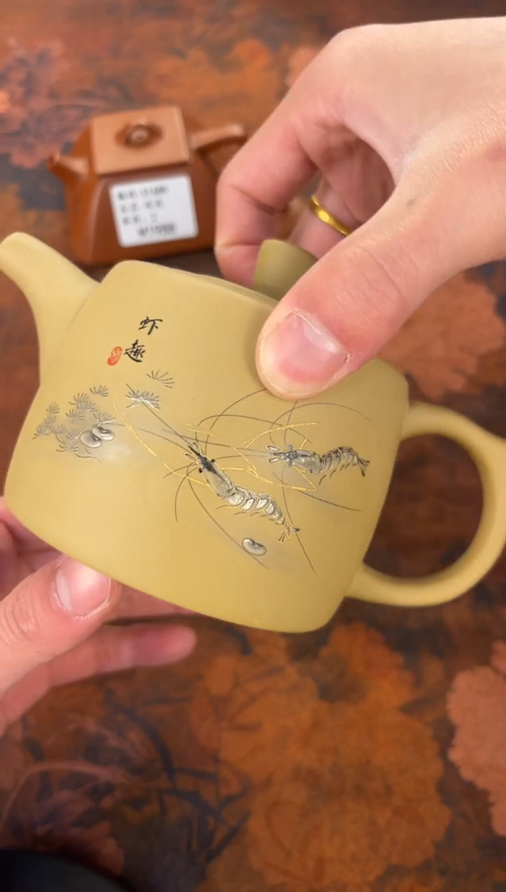 茶杯紫砂-虾趣井栏壶