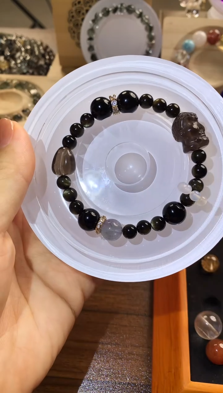 水晶手串未镶嵌天然金曜石手串